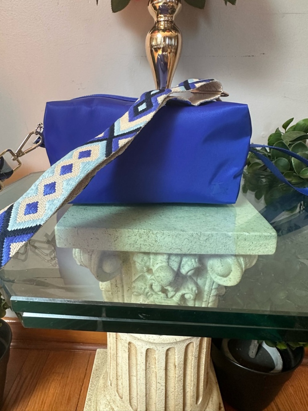 Burberry Royal Blue Satin Logo Pouch - Picture 9 of 11